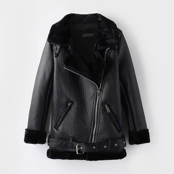 Leather Sheepskin Coats Inner Faux Fur