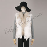 Natural Rabbit Fur Vest With Raccoon Fur