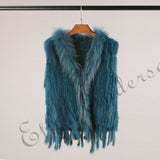 Natural Rabbit Fur Vest With Raccoon Fur