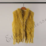 Natural Rabbit Fur Vest With Raccoon Fur