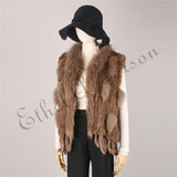 Natural Rabbit Fur Vest With Raccoon Fur
