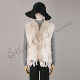 Natural Rabbit Fur Vest With Raccoon Fur