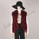 Natural Rabbit Fur Vest With Raccoon Fur