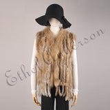 Natural Rabbit Fur Vest With Raccoon Fur