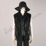 Natural Rabbit Fur Vest With Raccoon Fur