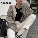 Knitted Striped Cardigan Sweater Women