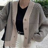 Knitted Striped Cardigan Sweater Women