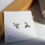 sweet green stude students earrings women