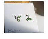 sweet green stude students earrings women