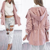 Long Section Hooded Light Windbreaker Coat Women