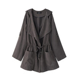 Long Section Hooded Light Windbreaker Coat Women