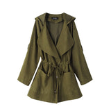 Long Section Hooded Light Windbreaker Coat Women