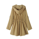 Long Section Hooded Light Windbreaker Coat Women