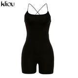 black Skinny Spaghetti Strap sleeveless Street woman Rompers