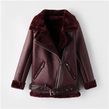 Leather Sheepskin Coats Inner Faux Fur