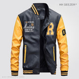 Leather Jacket Men Baseball Jacket