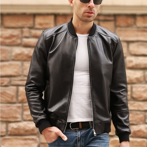 Sheepskin Slim Aviation Genuine Leather Jacket